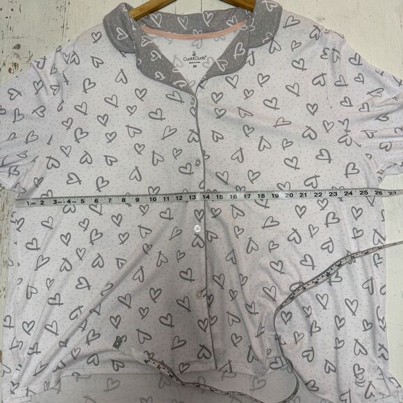 Cuddl Duds 2-Piece Classic Jersey Notch Collar Novelty Pajama Set 3XL Gray White - Picture 12 of 16